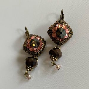 Bronze + Pink Leverback Earrings